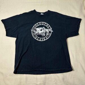 Black and white Alaska T-shirt tee‎ Bear fish 2XL